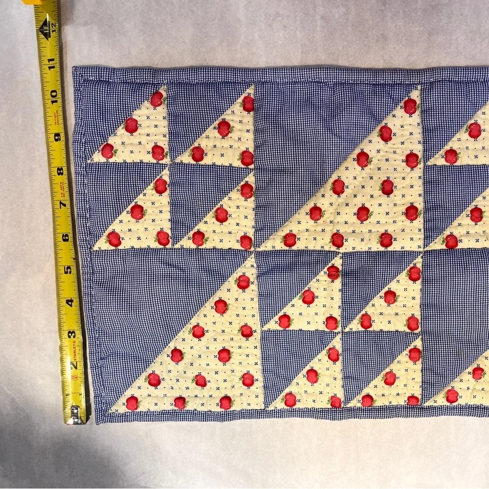 Vintage Hand Quilted Patchwork Wall Hanging or Table Topper | Apple Pattern